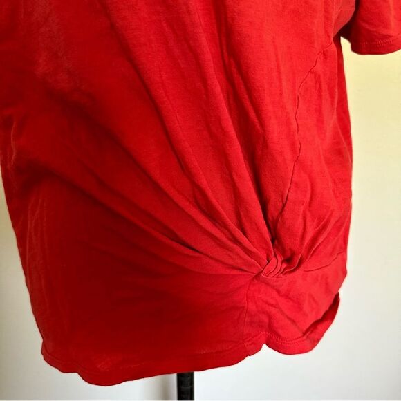 Express Red Orange Women’s Short Sleeve T-Shirt with Knot Detail - Picture 6 of 8